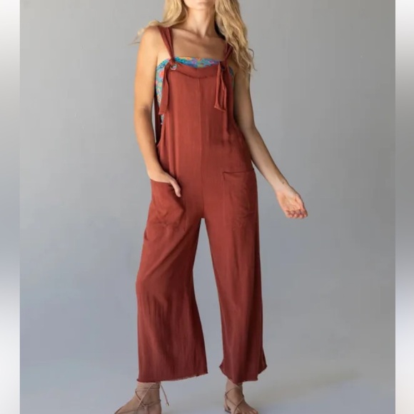 Natural Life Carly Wide Leg Jumpsuit/Overalls SIZE LARGE - Picture 1 of 8